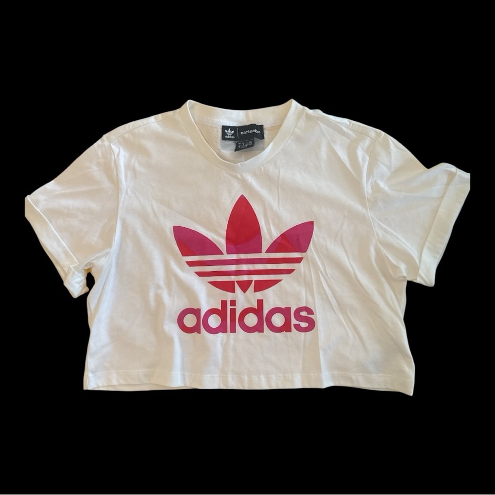 Adidas Marimekko White and Pink Short Sleeve Tee